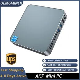 Chain/Miner AK7 Intel J4125 Mini PC: Win11, DDR4 8GB, 128GB SSD, 5G WiFi, Win10 Pro, 4K, Business/Gamer Computer.