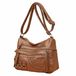 Mjuka PU -läderförflänningar och handväskor 2023 Högkvalitativa kvinnors Menger Bag Designer Ladies Crossbody Shoulder Sac A Main Bolsos K17M#