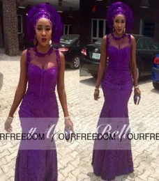 2019 Нигерийский стиль фиолетовый кружевной русалка вечернее платье Rope de Soire