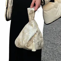 FR Anhänger Lunchbeutel Kosmetikbeutel Neue chinesische Style Handtasche Quaste Knoten Handgelenk Tasche kleiner Gegenstand Beutel Chegsam Accories N3G9#