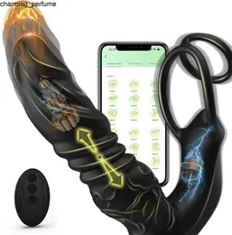 Zwfun App Control 3 em 1 empuxo vibrador telescópico plug plug plug vibrator brinquedos sexuais para homens adultos massageador de próstata anal