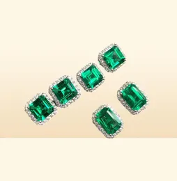 Choucong Sunninjg prosta biżuteria modowa 925 Srebrna księżniczka Cut Emerald Cz Diamond Stones Women Wedding Studs8662830