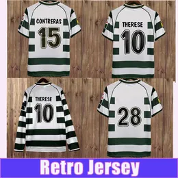 01 03 Mens Retro Soccer Jerseys Therese Contreras Home Green White Football Shirts Långa ärmar och korta ärmar Futebol Vuxna uniformer