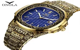 Classic Designer Vintage Watch Men 2019 Onola Top Brand Luxuri Oro Oro Oro Copper Fashion Formale Imaurioso Quarzo MENS3793528