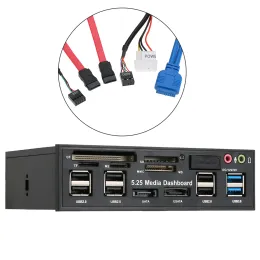 Kort Multifunktionskortläsare USB 3.0 Front Panel Hub ESATA SATA Port Internt kortläsare PC Dashboard Media Front Panel Audio