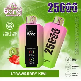 Big Puff Bang 25000 Puff Ujeżdżalne do ładowania Vape Empinettes Cewka siatkowa 30 ml e-liquid Puff 25k vaper 0%2%3%5%jednorazowy elektroniczny wyświetlacz papierosów inteligentny