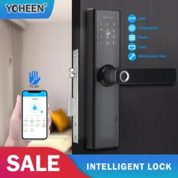 Kontrollera YoHeen Smart FingerPrint Lock RFID -kort Knappsats Electronic Digital Door Lock Ttlock Bluetooth