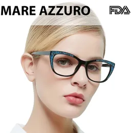 Reading Glasses Women Matte Material Leesbril Retro Cat Eyes Lesebrille Magnifying Glass Diopter 150 250 to 600 MARE AZZURO 240415