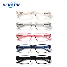 Solglasögon Blue Light Barrier Reading Glasses Män Kvinnor Fashion Rectangular Frame Spring Hinge Recept Diopter 0 till 4.0