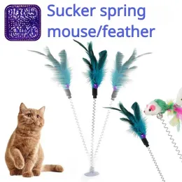 Spielzeug Katzenspielzeug Bunte Saugnapfe Feder Feder mit Bellkatzen Teaser Cats Lieferungen Cat Plush Cat Stick Interaktives Spielzeug