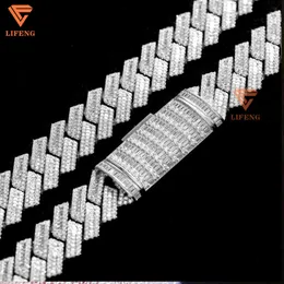 Lifeng Jewelry Mens S925 Hip Hop Cuban Link Chain White Gold Plated VVS Moissanite Cuban Link Chain IECD Out Out Diamond Netclace
