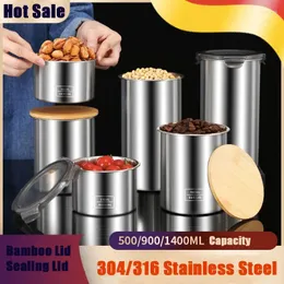 Storage Bottles 304 316 Stainless Steel Sealed Tank Food Grade Jar Tea Coffee Can Preservation Box Kitchen Miscellaneous Grain