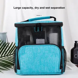 Bolsas de armazenamento Bolsa cosmética Bolsa de viagem respirável Design de malha masculina Mulheres Organização de bolsas de negócios portáteis