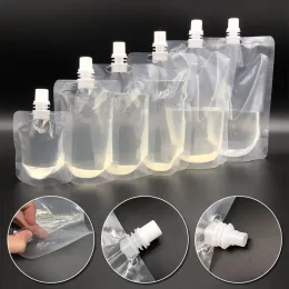 Taschen 10pcs 100500 ml Plastikstand UP Getränk Bag Transparent Düsenbeutel Außenreisen Camping Flüssigsaft Milchdichtung Aufbewahrungsbeutel