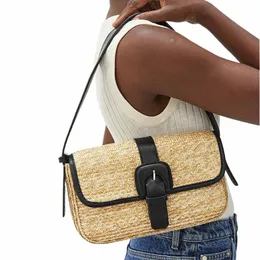 FI Bolsas de ombro de palha feminino Designer Rattan Bolsas de vime de luxo Tecido com uma bolsa Menger Summer Summer Summer Small Burses K1RC#