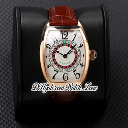 Vegas Edition Speciale Munegu 8880 Cal.sk masculino automático Dial Branco Caso de ouro de ouro rosa Brown Strap HSF 39,5mm Gents Relógios