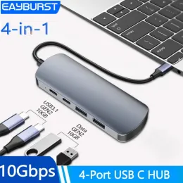 HUBS EAYBURST USB C HUB 4 PORTA 10GBPS Tipo C a USBC 3.1 USBA 3.2 Porte Gen2 dock per computer desktop Laptops Splitter USB Hub