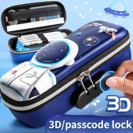 Väskor Largecapacity Pen Bag 3D Treedimensional Stationery Box Children's Password Lock Pencil Bag Primary School Student Peouch