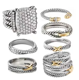 Moda Dy Men Pierścień Ring Pierścień dla mężczyzn Designer Biżuteria Srebrna vintage X w kształcie pierścienia DY Mens Luksusowy biżuteria Prezent Bezpłatna wysyłka