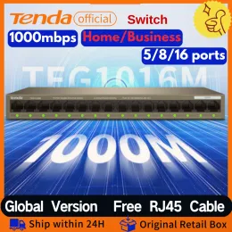 Управление гигабитным переключателем Tenda 10/100/1000 Мбит/с Ethernet Switch Металлический сеть сеть Смарт -переключатель POE Необходимый 5/8/16PORT для AP IP -камеры
