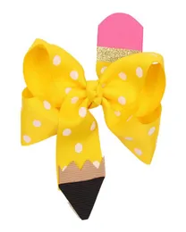 Kids Bow Hair Clip 6 Colors Back to School Girl Made Thread Hair Associory Color Titching Pencil Floral Cypdress JY6211130028