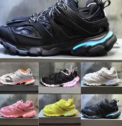 Kutu Kadınlar Erkek Tasarımcı Sıradan Ayakkabı Track Led Spor Sneaker Açık Gri Mavi Gomma Deri Siyah Pembe Eğitmen Naylon Baskılı Platform Erkekler Işık 3 3.0 Trainer Ayakkabı LD