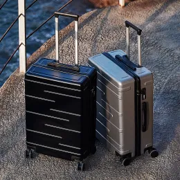 Carry-Ons 20/24/26 inches carry on cabin luggage ABS+PC large size wheeled travel suitcase Business password lightweight luggage valises