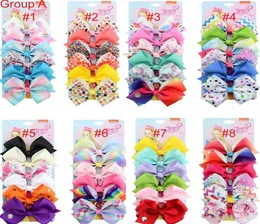 DHL 156 Cores Designer Ins 5quot Bow Girl Girl Colorful Print Barrettes Acessórios Rainbow Kids Unicorn Party Hair Clipper6890741