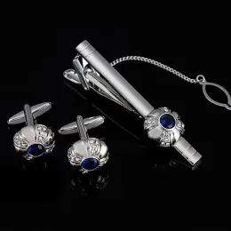 Links Camisa de luxo Cufflinks Chain Tie Clip 3 peça Terno Faculdade de festas de festas comerciais Acessórios para jóias de casamento masculino clipes de colarinho masculino