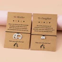 Charm Bracelets Stainless Steel Elephant Mother's Day Parent-Child Wax Thread Hand-woven Card Bracelet Sets