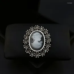 Brosches 1920 Magnetic Vintage Court Style Beauty Head Brooch Exquisite High-End Fashion Corsage Luxury Elegant Accessories Women