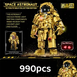 Blöcke Space Gold Astronauten Bausteine Maschinen -Raumfahrer Erkundung Abenteuermodell Micks Education Assembly Spielzeugkinder Geschenk