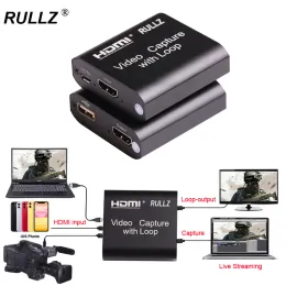 Lens Rullz Loop Out Audio Video Capture Device HDMI Capture Card 4K 1080p USB 2.0 Game Grabber Live Streaming Box per fotocamera DVD PS4
