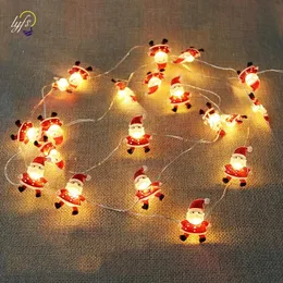 2m 20LEDS Decoração de Natal Luzes de guirlanda String Papai Noel Snowflake Battery Ano Ano de Party Garden Fairy Light 240409