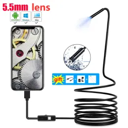 카메라 5.5mm 렌즈 1m/2m/5m 소프트 케이블 검사 내시경 안드로이드 USB 내시경 카메라 LED 조명 BORESCOPES CAMARE 용 안드로이드 폰.