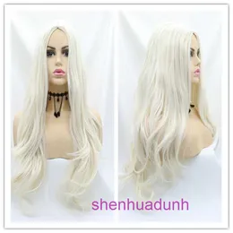 HD Body Wave Highlight Spitzenfront menschliches Haar Perücken für Frauen chemischer Fasermechanismus Perücken cosplay natürliche Weiße