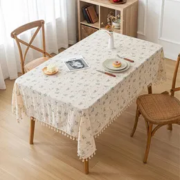 Tkanina stołowa pastorowa świeżo miękka żeberka żakardowa stokrotka tkanina bawełniana obrus z frędzlami do dekoracji domu