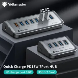 Hubs Yottamaster Docking Station USB Hub Adapter till Thunderbolt 3 PD Charge USB 3.2 Gen2 Typec TF SD med 10 Gbps 4K HDMI Reader Slot