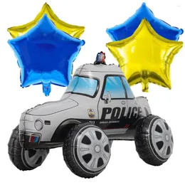 Party Decoration 5pcs Birthday Decorations For Kids Including 4D Car Toy Balloon With 18Inch Star Foil Balloons Set Boys Baby Shower