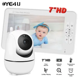 Monitors 7 Inch Video Baby Monitor Pan Tilt 4X Zoom Camera 2.4G Mother Kids Surveillance Cameras With Temperature Display Screen Split