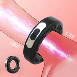 10 Frequency Penis Vibrator Silicone Cock Ring Toy sexo para homens vibrando o atraso recarregável USB ejaculação Dick 240412
