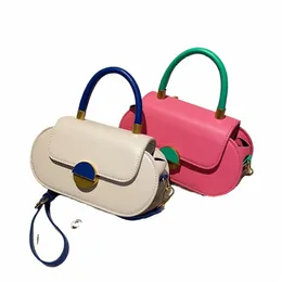 fi oval ctrast color pu Leder Handtasche Frühling helle Farbe Frauen kleine Totkette Kleine Schulter -Menger -Tasche weiblich e6i1#