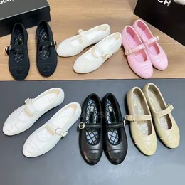 Designer Luxury Channel Ballet Flat Shoes Mary Jane Strap Sandaler Fashionabla Classic Casual Shoes Women Flat Shoes Dress Shoes Office Black White