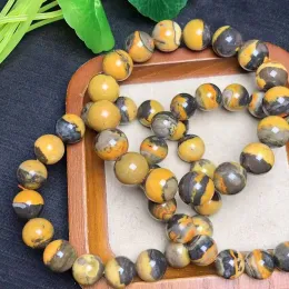 Bracelets Natural Bumblebee Jasper Round Bead Reiki Healing Feng Shui Crystals Home Decoration Handicraft 911mm Bracelets