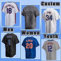 Pete Alonso Brandon Nimmo Baseball Francisco Lindor Mets Jerseys Starling Marte Darryl Strawberry NY Edwin Diaz Daniel Vogelbach McNeil Kodai Senga Stewart