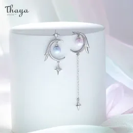 Küpe Thaya Zarif Parti Ay Küpe Orijinal Tasarım 925 Gümüş İğne Kadınlar için Küpe Klasik Tassel Romantik İnce Mücevherat