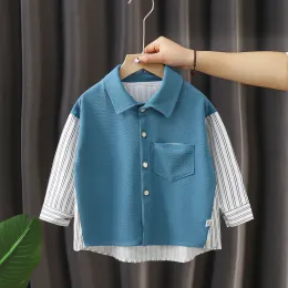 Polos Boys's Patchwork Shirts Spring Autumn School Mundury koszule dla dzieci dziecięce Bluzka Dziecko Toddler Odzież odzieżowa