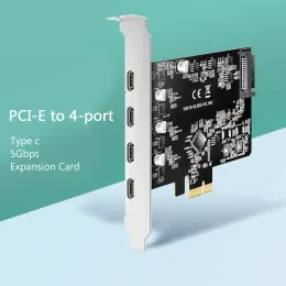 카드 7 포트 PCIE to Typec USB 3.1 PCI Express X4/X8/X16 15PIN SATA 커넥터 어댑터 도킹 스테이션 라이저 카드가있는 확장 카드.