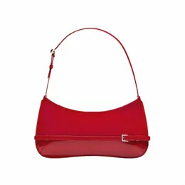 Handväska för kvinnors lyxdesigner Red Patent Leather Underarm Bag French Street Fi Trend Small Shoulder Bag Wallet B07R#