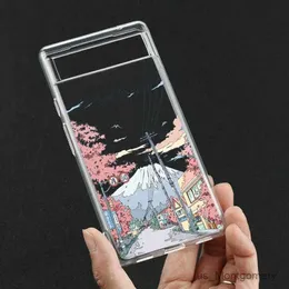 Mobiltelefonfodral Japan Anime Landscape Phone Case för Pixel 7A 7Pro 6a 6 6Pro 8 Pro 5G Clear Landskap täcker Fundas Skin